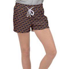 Abstract Orange Geometric Pattern Velour Lounge Shorts by Vaneshart