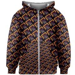 Abstract Orange Geometric Pattern Kids  Zipper Hoodie Without Drawstring by Vaneshart