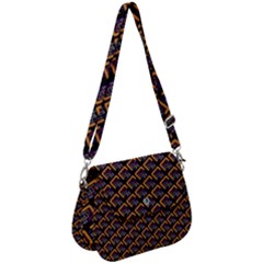 Abstract Orange Geometric Pattern Saddle Handbag