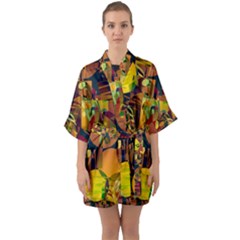 Background Abstract Texture Pattern Half Sleeve Satin Kimono  by Vaneshart