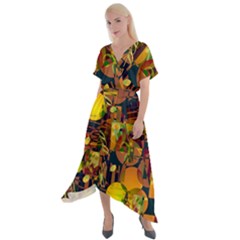 Background Abstract Texture Pattern Cross Front Sharkbite Hem Maxi Dress