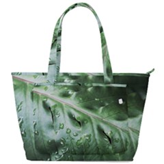 Green Wet Rain Water Drops Plant Back Pocket Shoulder Bag 