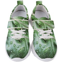 Green Wet Rain Water Drops Plant Kids  Velcro Strap Shoes by Vaneshart