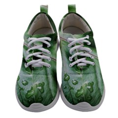 Green Wet Rain Water Drops Plant Women Athletic Shoes