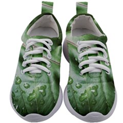 Green Wet Rain Water Drops Plant Kids Athletic Shoes