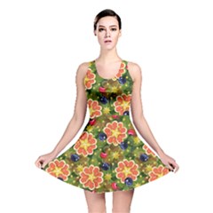 Fruit Star Blueberry Cherry Leaf Reversible Skater Dress by Vaneshart