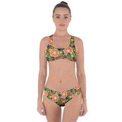 Fruit Star Blueberry Cherry Leaf Criss Cross Bikini Set by Vaneshart