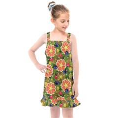 Fruit Star Blueberry Cherry Leaf Kids  Overall Dress by Vaneshart