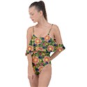 Fruit Star Blueberry Cherry Leaf Drape Piece Swimsuit View1