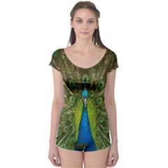 Peacock Feathers Bird Nature Boyleg Leotard  by Vaneshart