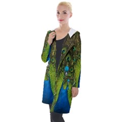 Peacock Feathers Bird Nature Hooded Pocket Cardigan by Vaneshart