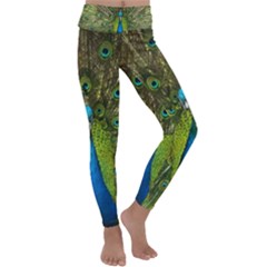 Peacock Feathers Bird Nature Kids  Lightweight Velour Classic Yoga Leggings by Vaneshart