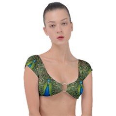 Peacock Feathers Bird Nature Cap Sleeve Ring Bikini Top by Vaneshart