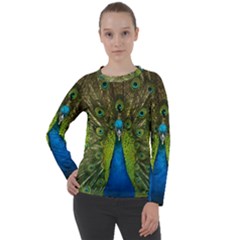 Peacock Feathers Bird Nature Women s Long Sleeve Raglan Tee