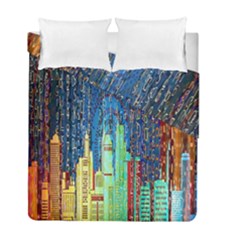 Matrix City Urbanization Technology Duvet Cover Double Side (full/ Double Size) by Vaneshart