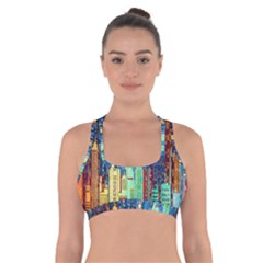 Matrix City Urbanization Technology Cross Back Sports Bra by Vaneshart