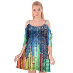 Matrix City Urbanization Technology Cutout Spaghetti Strap Chiffon Dress by Vaneshart