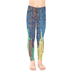 Matrix City Urbanization Technology Kids  Leggings by Vaneshart