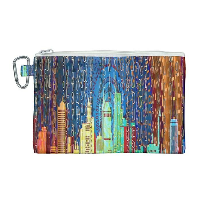 Matrix City Urbanization Technology Canvas Cosmetic Bag (Large)