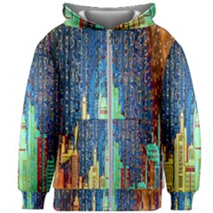 Matrix City Urbanization Technology Kids  Zipper Hoodie Without Drawstring by Vaneshart