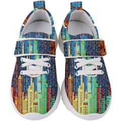 Matrix City Urbanization Technology Kids  Velcro Strap Shoes by Vaneshart