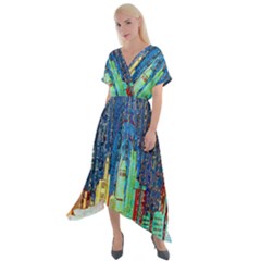 Matrix City Urbanization Technology Cross Front Sharkbite Hem Maxi Dress