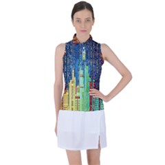 Matrix City Urbanization Technology Women s Sleeveless Polo Tee