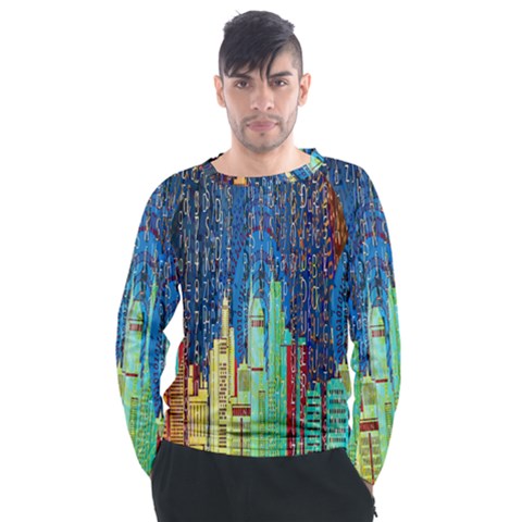 Matrix City Urbanization Technology Men s Long Sleeve Raglan Tee by Vaneshart