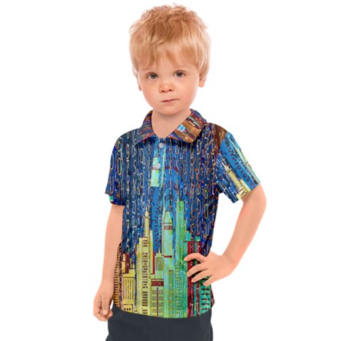 Matrix City Urbanization Technology Kids  Polo Tee by Vaneshart