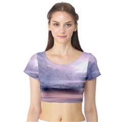 Nature Landscape Winter Short Sleeve Crop Top by Vaneshart