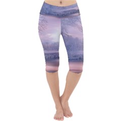 Nature Landscape Winter Lightweight Velour Cropped Yoga Leggings by Vaneshart