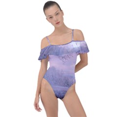 Nature Landscape Winter Frill Detail One Piece Swimsuit