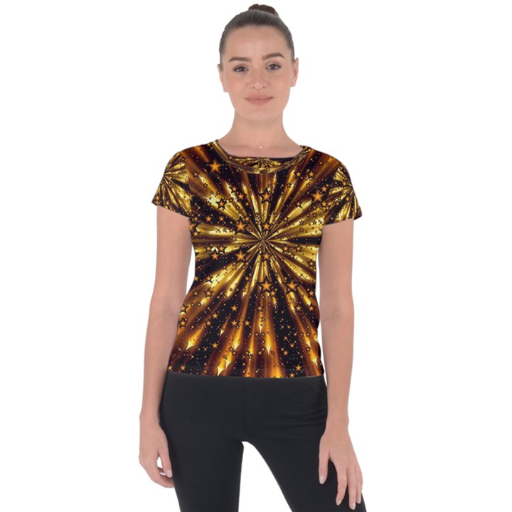 Christmas Star Wallpaper Explosion Short Sleeve Sports Top 