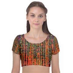 Matrix Technology Data Digital Velvet Short Sleeve Crop Top  by Vaneshart