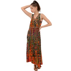 Matrix Technology Data Digital V-neck Chiffon Maxi Dress