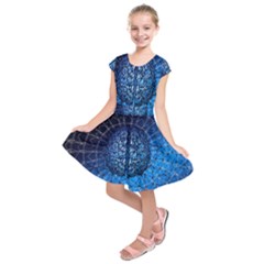 Brain Web Network Spiral Think Kids  Short Sleeve Dress by Vaneshart