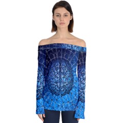 Brain Web Network Spiral Think Off Shoulder Long Sleeve Top by Vaneshart