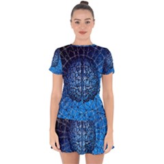 Brain Web Network Spiral Think Drop Hem Mini Chiffon Dress by Vaneshart