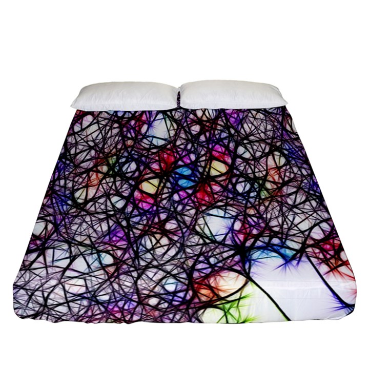 Web Network Abstract Connection Fitted Sheet (Queen Size)