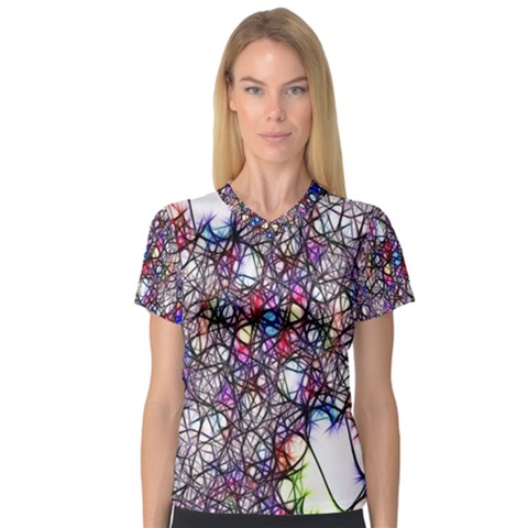 Web Network Abstract Connection V-neck Sport Mesh Tee by Vaneshart