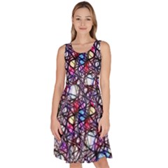 Web Network Abstract Connection Knee Length Skater Dress With Pockets