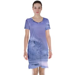 Nature Landscape Winter Snow Short Sleeve Nightdress by Vaneshart