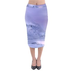 Nature Landscape Winter Snow Velvet Midi Pencil Skirt by Vaneshart