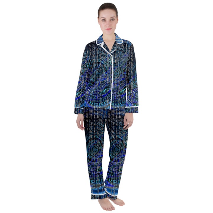 Matrix Technology Data Digital Satin Long Sleeve Pyjamas Set