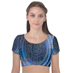 Matrix Technology Data Digital Velvet Short Sleeve Crop Top  by Vaneshart