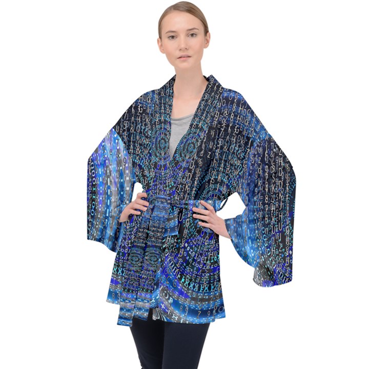 Matrix Technology Data Digital Long Sleeve Velvet Kimono 