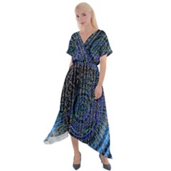 Matrix Technology Data Digital Cross Front Sharkbite Hem Maxi Dress