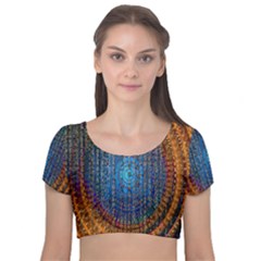 Matrix Technology Data Digital Velvet Short Sleeve Crop Top  by Vaneshart