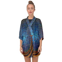 Matrix Technology Data Digital Half Sleeve Chiffon Kimono by Vaneshart