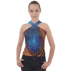 Matrix Technology Data Digital Cross Neck Velour Top by Vaneshart